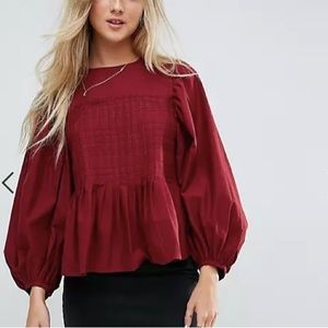 ASOS Pleated Detail Top with Contrast Stitching